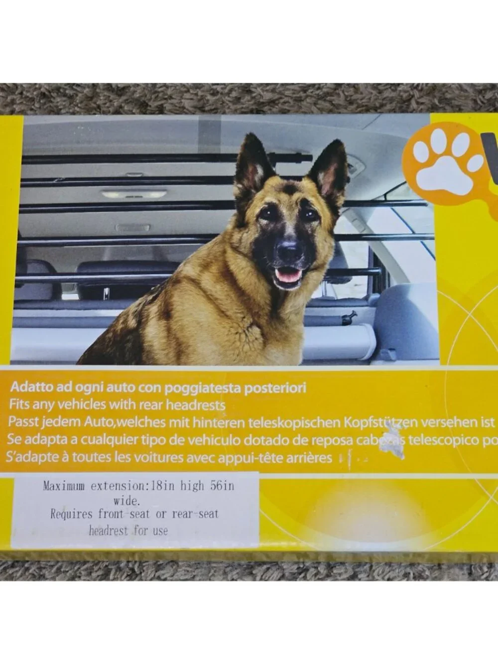 Walky Guard Universal Pet Barrier For Rear-Seat Headrests OPEN BOX